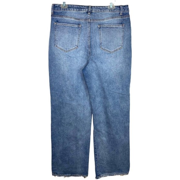 SO Super High Rise Denim Blue 90s Wide Leg Jeans Size 17 Y2K Distressed - Picture 2 of 5